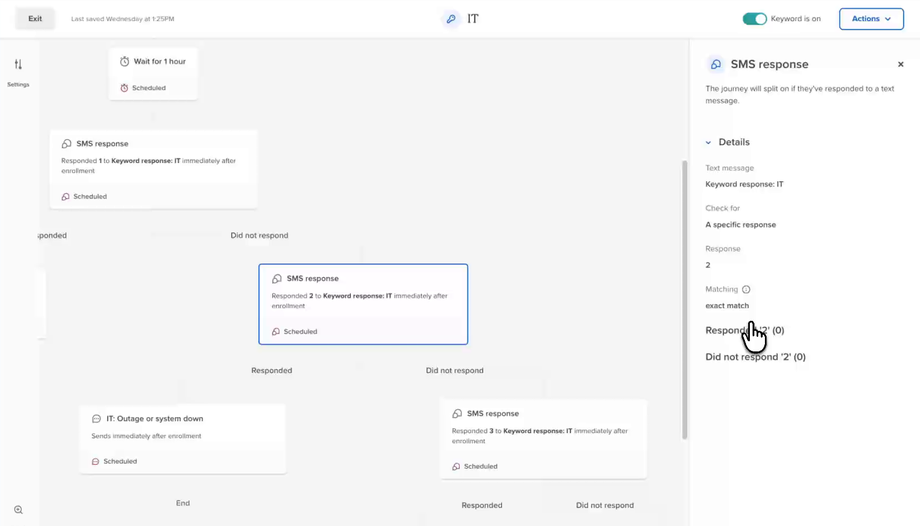 SMS response split settings